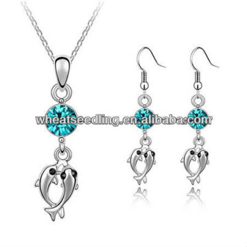 Moda Dolphin encantos brillo joyería de cristal joyas mujer 012040748